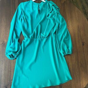 Amanda Uprichard Felicia Long Sleeve Mini Dress in Green Juniper